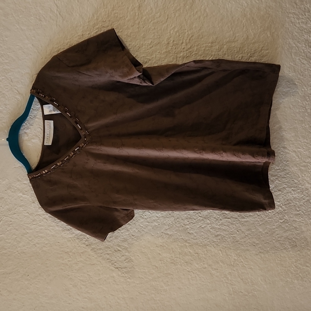 First Issue - Liz Claiborne Women's  Short Sleeved Cotton Top